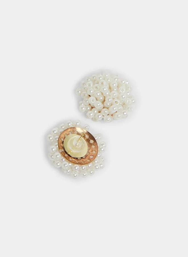 Styli Cream Pearl Stud Earrings